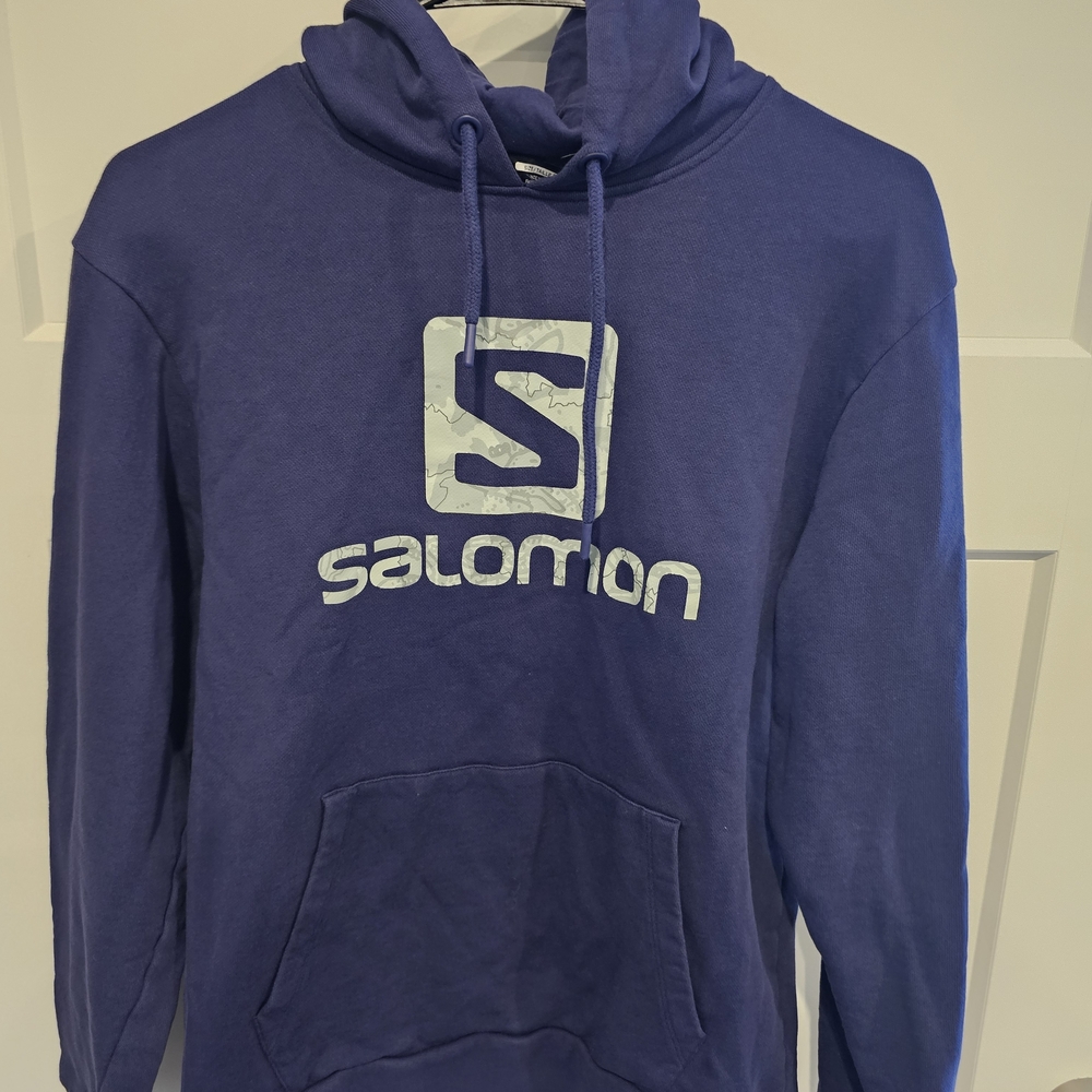 Salomon Men's Deep Purple Pullover Hoodie with White Logo